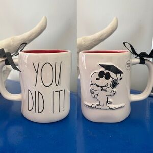Rae Dunn Peanuts Snoopy Graduation Graduate You Did It! Double Sided Mug